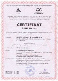 Certifikát č. BOZP - 046 - 2008
