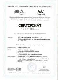 Certifikát č. QMS - 307 - 2008